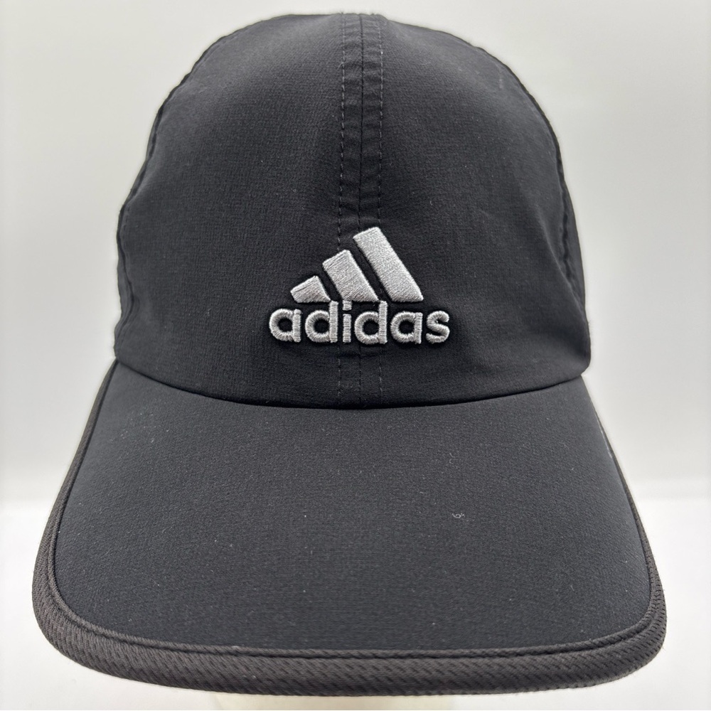 Adidas MEN’s Climalite Lightweight Black Gray Logo Adjustable Running Hat OSFM